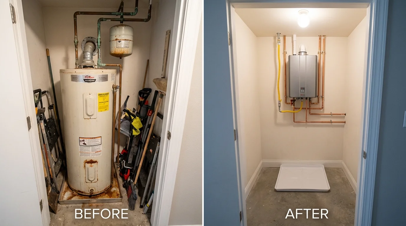 Tank water heater versus wall-mounted tankless unit comparison for Fabens, TX homeowners